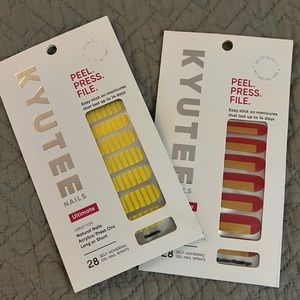 X2 Kyutee Peel Press File Instant Gel Polish Manicure Radiate & Golden Flamingo